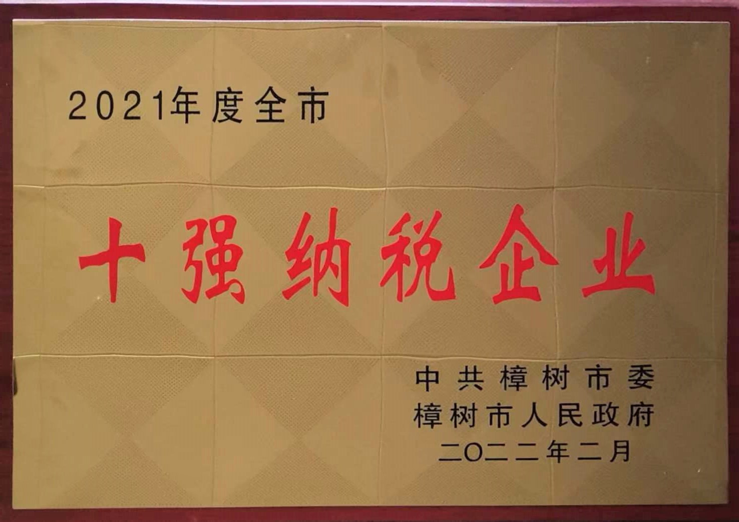 2021年度全市 十強納稅企業(yè)